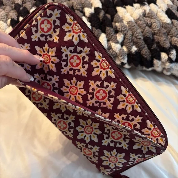 Vera Bradley Burgundy and Yellow Patterned Wallet - Picture 5 of 5